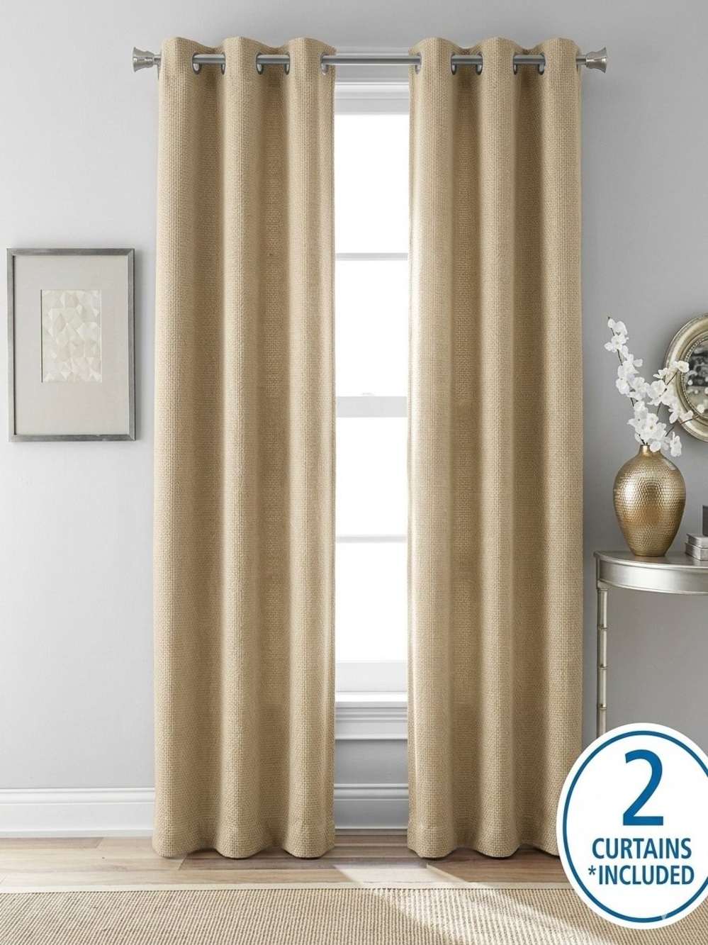 Mainstays Tan Grommet Curtain Panels
